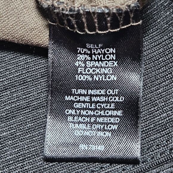 Signature Studio Taupe Black Flocked Velvet Elastic Waist Stretch Leggings Pants - Picture 7 of 12